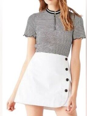 BDG White Side-Button Mini Skirt